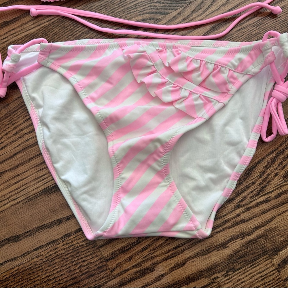 Victoria's Secret NWOT medium bikini pink white ruffle double string - Picture 3 of 10